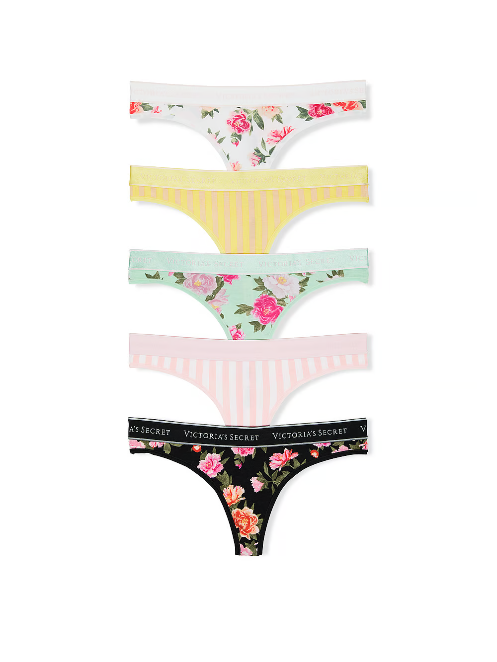 ТРУСИКИ Logo Cotton Thong Panties Flowers 1 пара. Victoria’s Secret