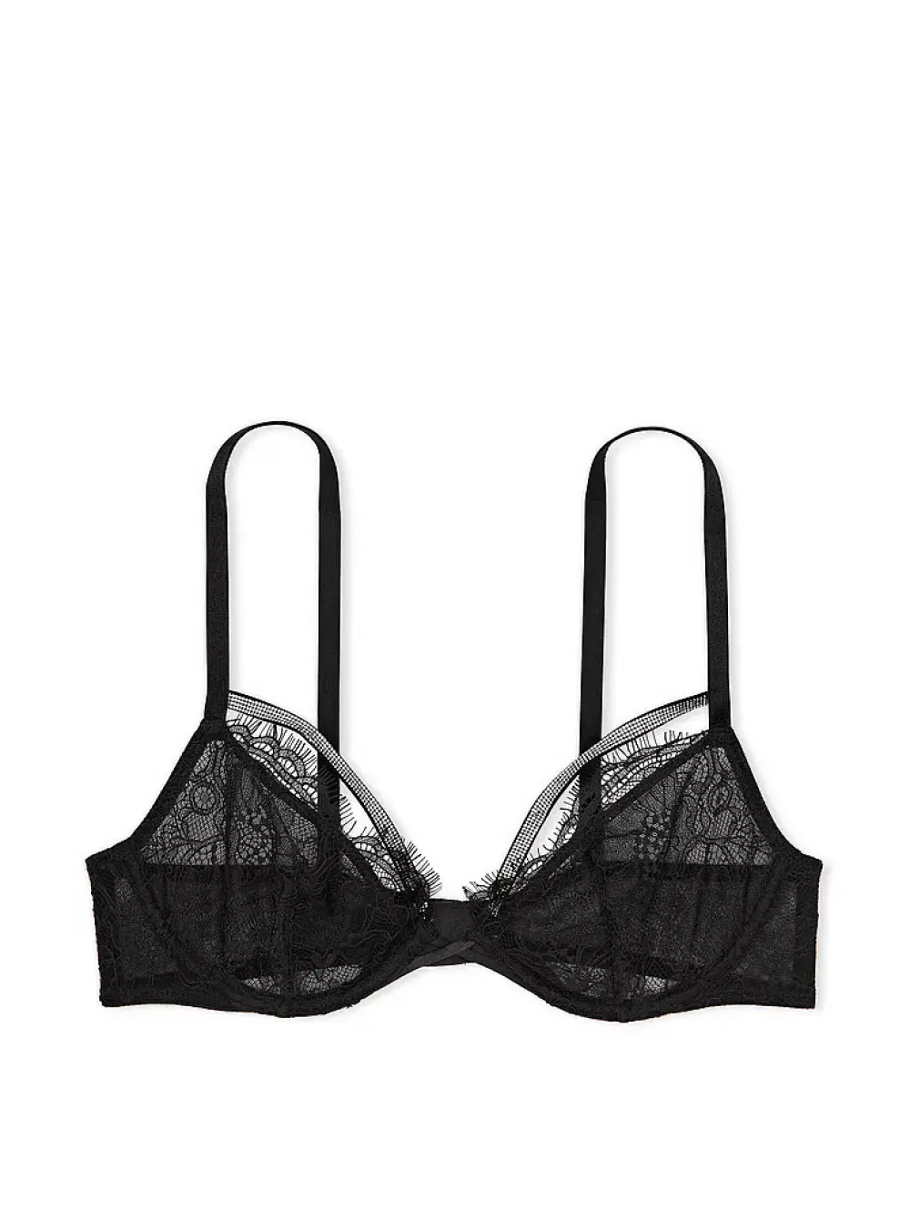 Бюстгальтер Shine Strappy Unlined Lace Low-Cut Demi Bra Black Victoria’s Secret