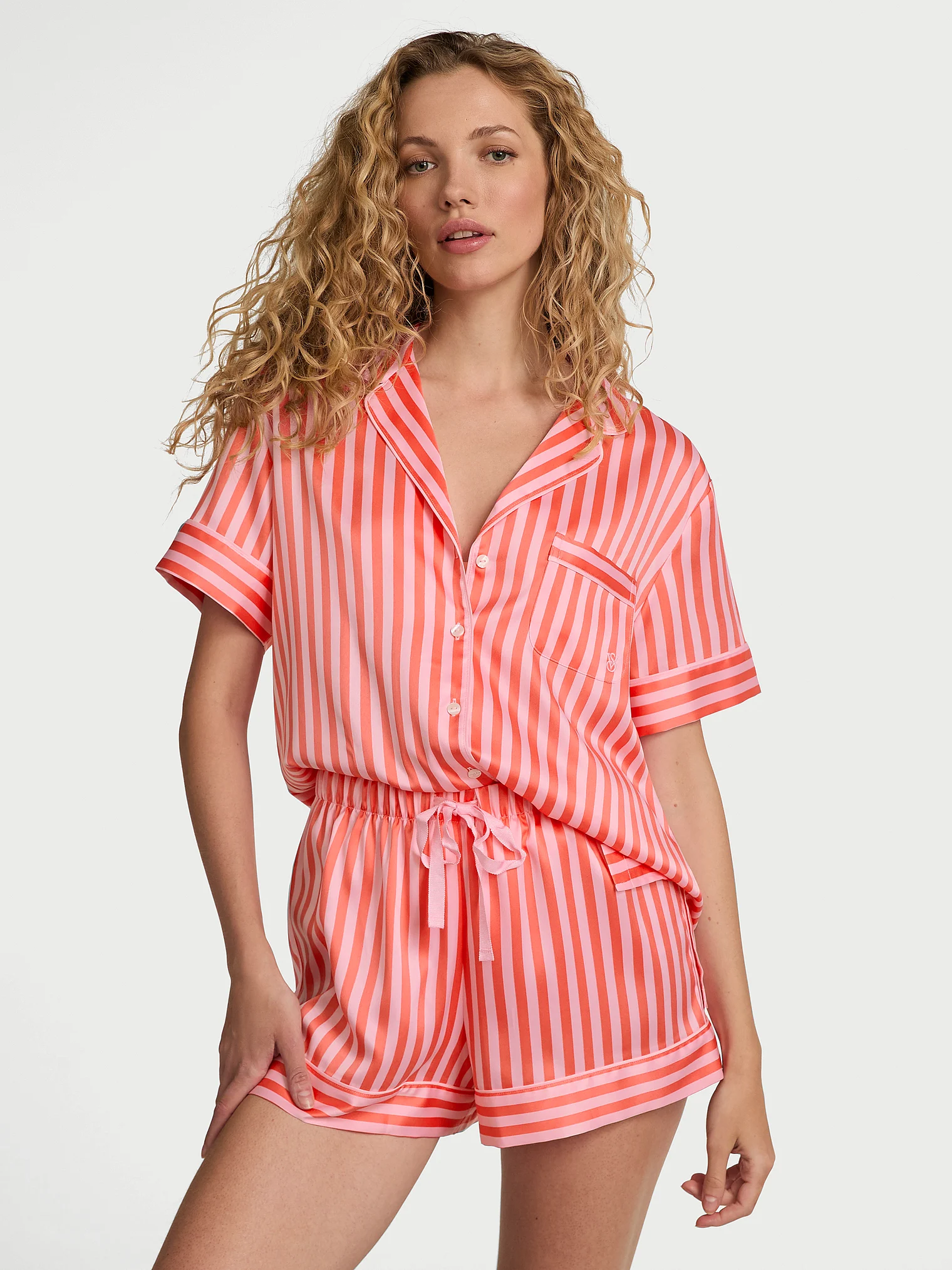 Пижама из глянцевого сатина, длинный комплект, Victoria’s Secret
